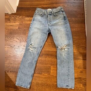Agolde Riley distressed wash crop jeans